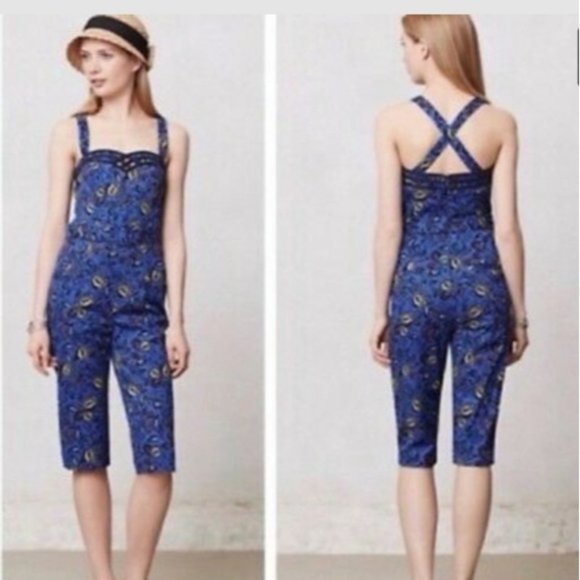 Anthropologie Jumpsuit Cartonnier Blue Mid Summer Belted 2 - Picture 10 of 10